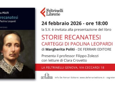 La ristampa di “Storie recanatesi – Carteggi di Paolina Leopardi”